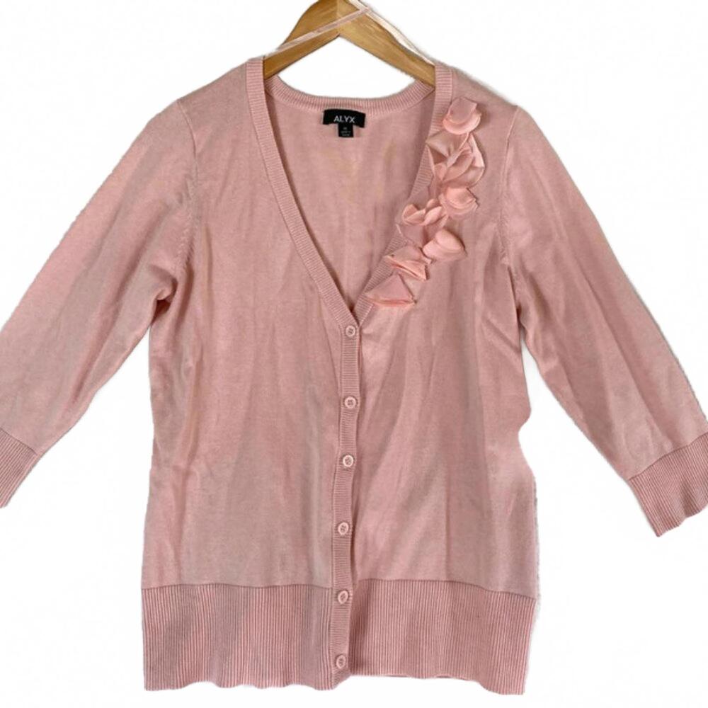 NWOT‎ ALYX Pink Floral Detail 3/4 Sleeves Cardigan XL